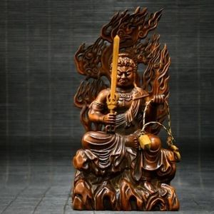Boxwood statue/manual Fudo Mingwang The statue